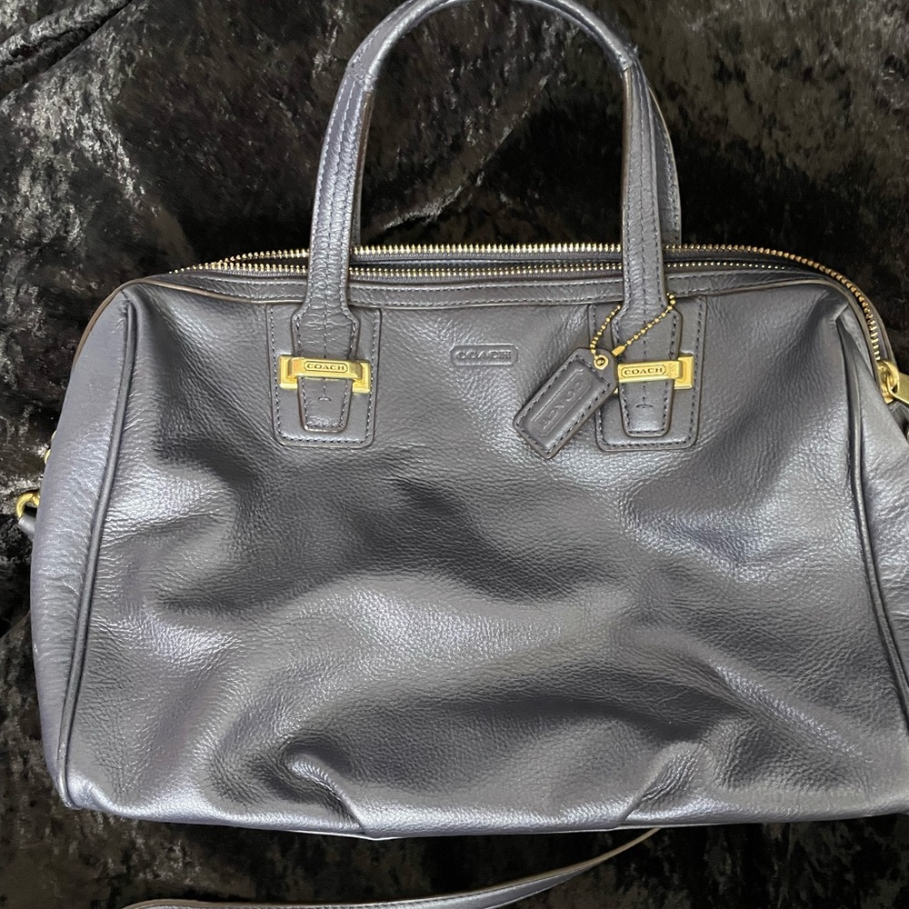 Coach Navy Blue Ziptop Satchel
